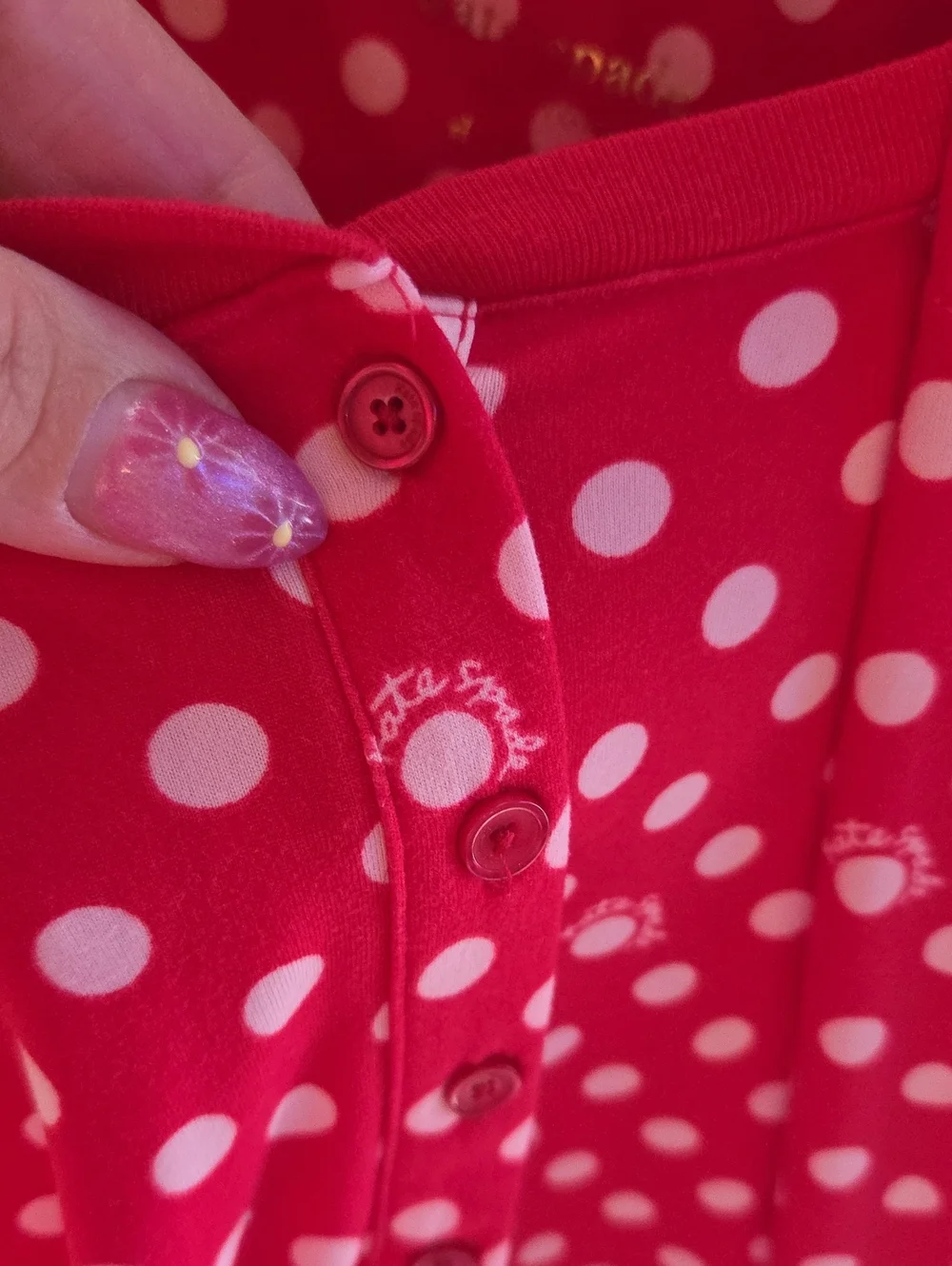kate spade Red and White Polka Dot Pajama Set - Long Sleeve Top & Pants XL